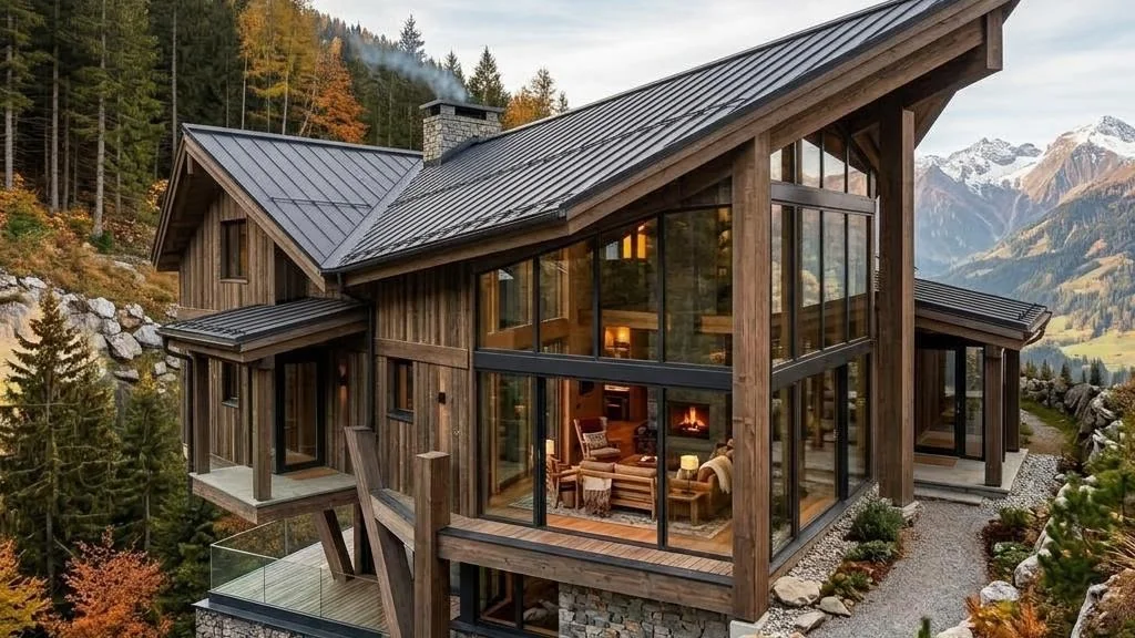 Alberta Residence mit versetzten Baukörpern und Flachdachelementen – seitenansicht