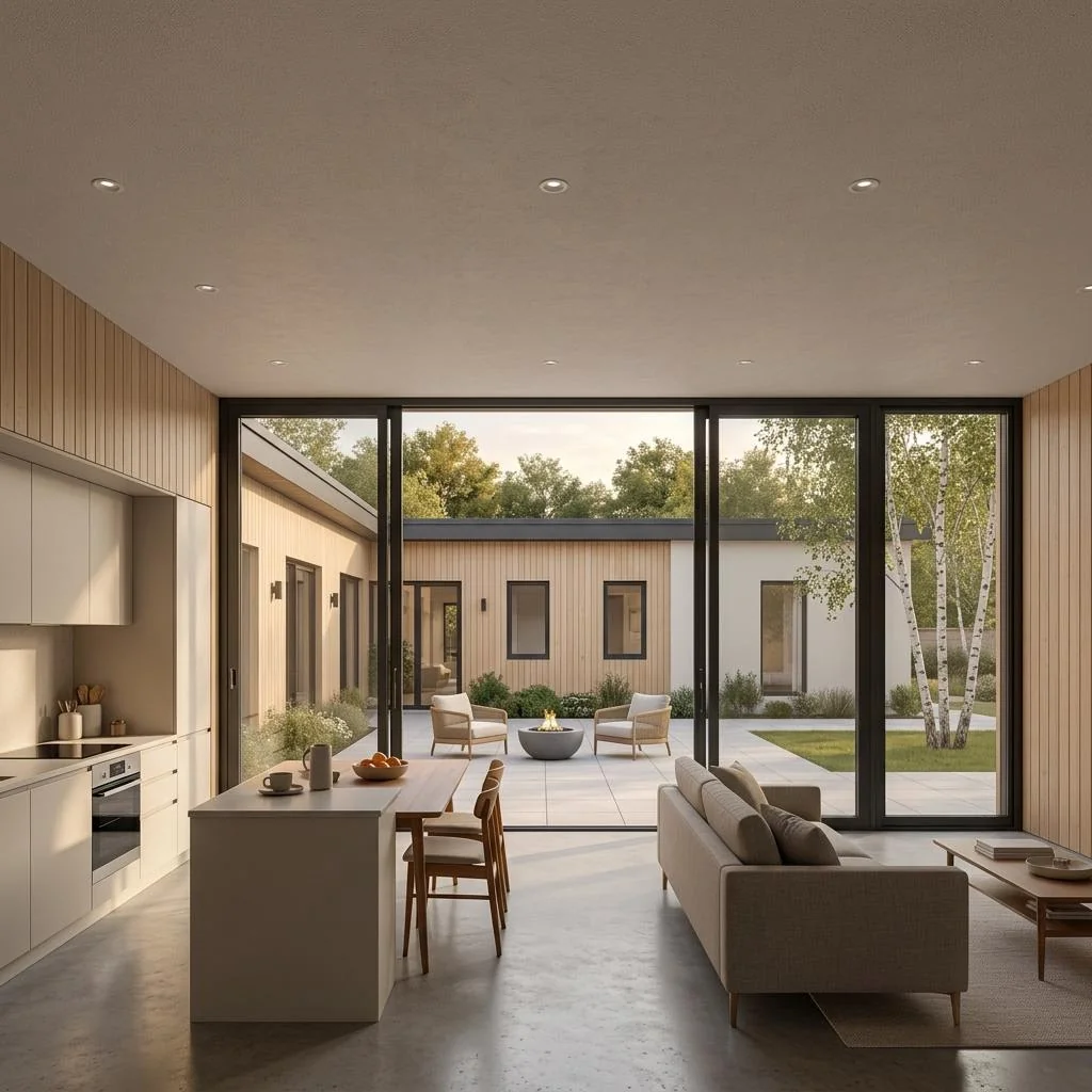 Aspen Life as a single-storey L-shaped bungalow with a sheltered garden terrace – interior · living