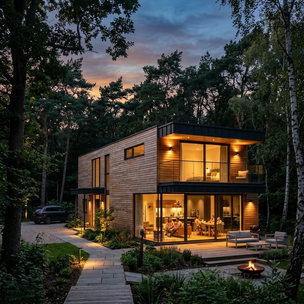 Nova Cottage mit geneigtem Dach und überdachter Veranda