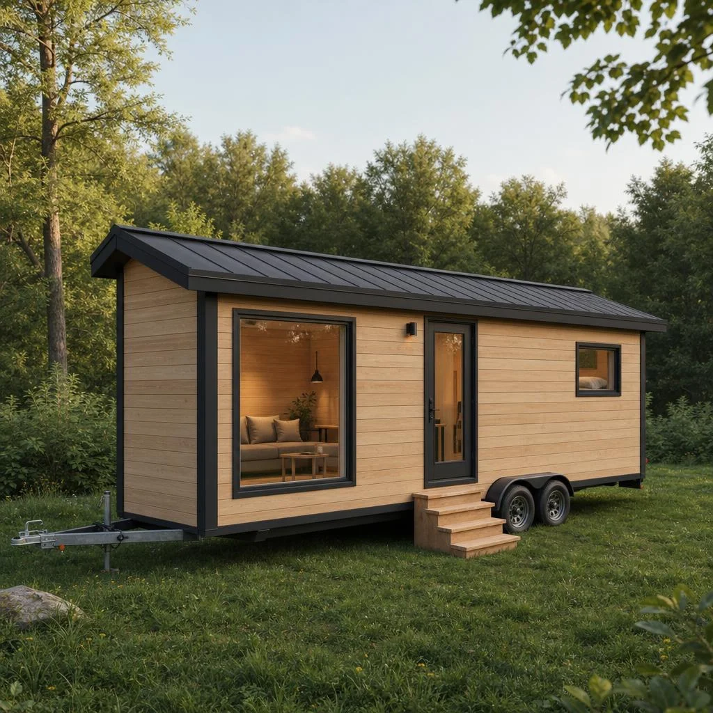 Nomad Mobile als langes Tiny House auf Tandemachs-Anhänger