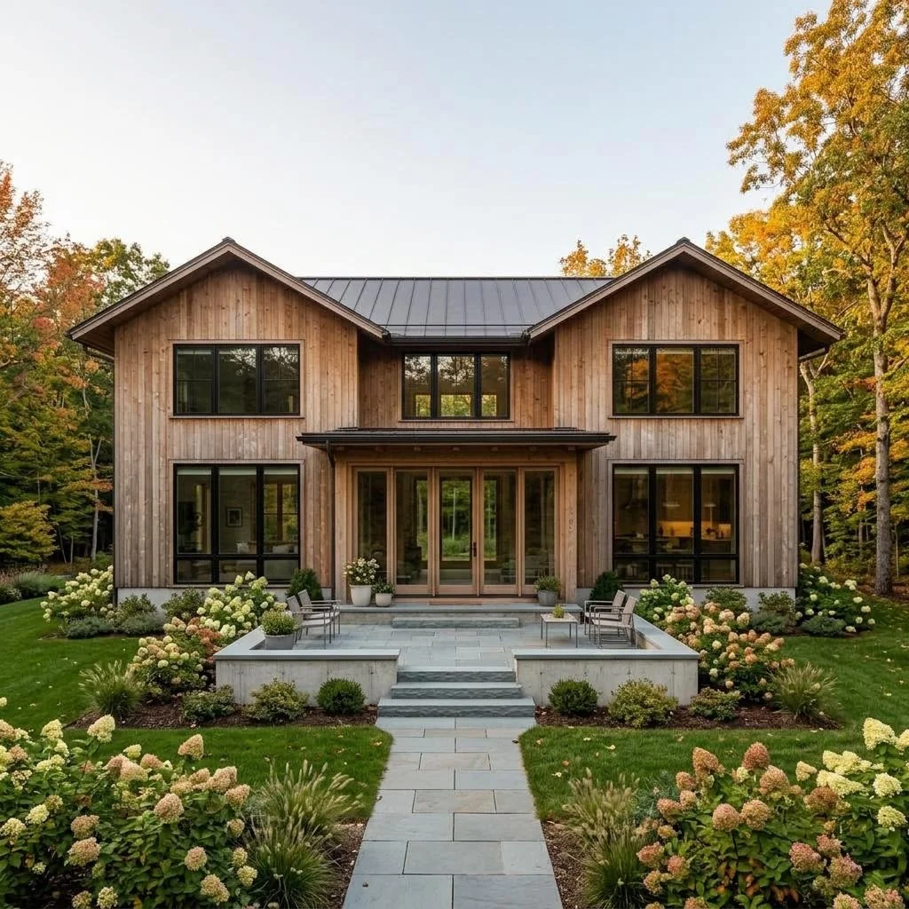 Ontario Family als zweigeschossiges Haus mit klar gegliederter Fassade – rückansicht