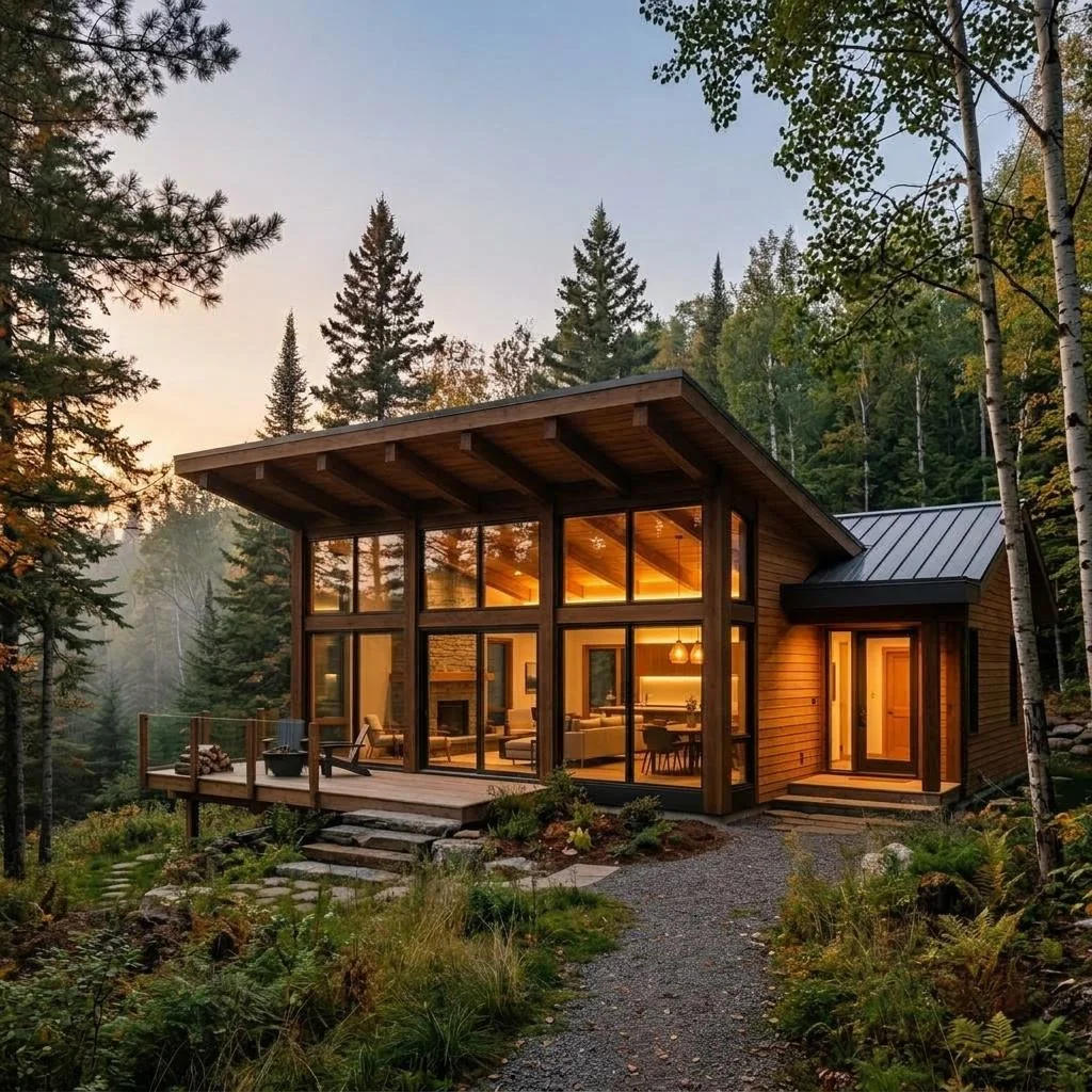 Québec Bungalow à silhouette basse avec espace extérieur intégré – vue latérale